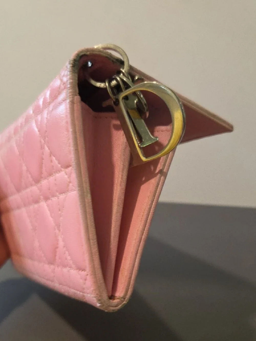 Dior Pink Quilted Leather Wallet with Signature Stitching - Project